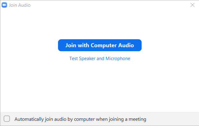 Zoom Dialog - Join with Computer Audio